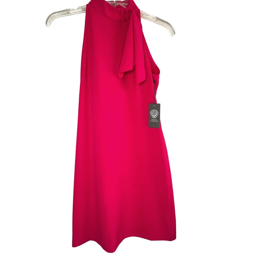 Vince Camuto Buckle halter crepe shift dress, fuchsia, size 0, NWT